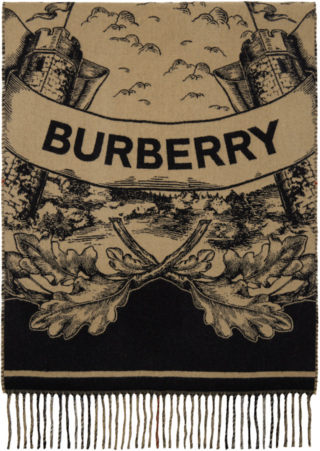 Burberry: ベージュ EKD カシミヤ リバーシブル マフラー | SSENSE 日本