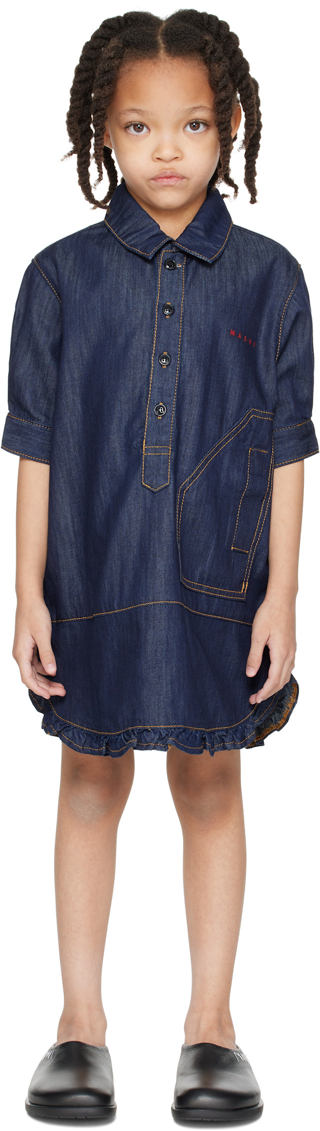 marni denim dress and has contrast stitching. Marni: Kids Navy Shirt Denim