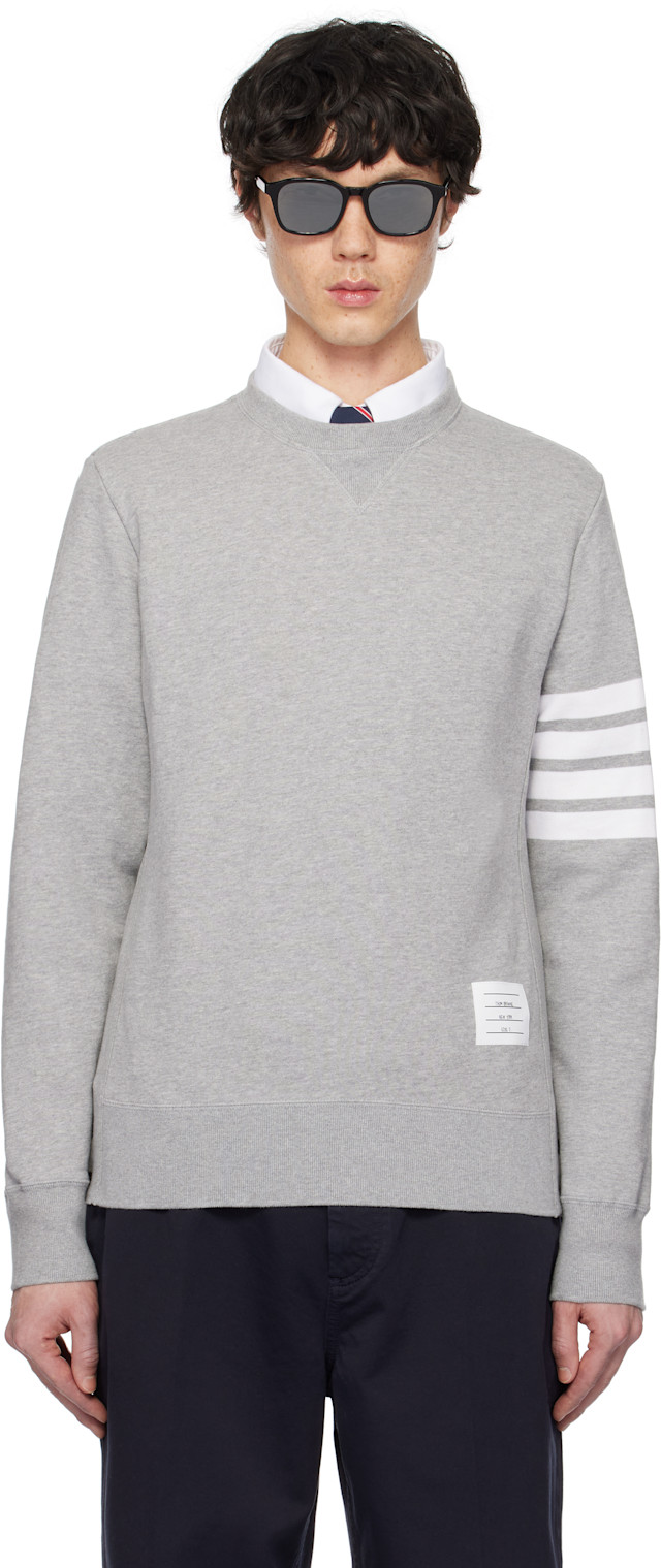 Thom Browne: Gray Classic Loopback 4-Bar Sweatshirt | SSENSE Canada