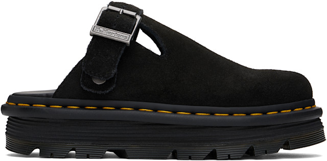 Dr.Martens ZEBZAG ミュール Dr. Martens: Black Zebzag Suede Slingback Platform Mules | SSENSE