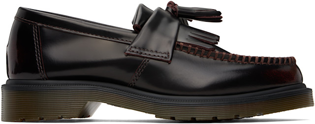 Dr. Martens: Burgundy Adrian Arcadia Leather Tassel Loafers | SSENSE