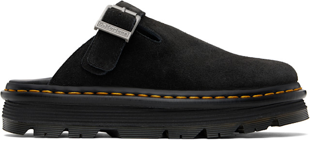Dr. Martens: Black Zebzag Suede Casual Slingback Platform Slip-on