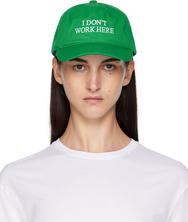 IDEA: グリーン 'SORRY I DON'T WORK HERE' キャップ | SSENSE 日本