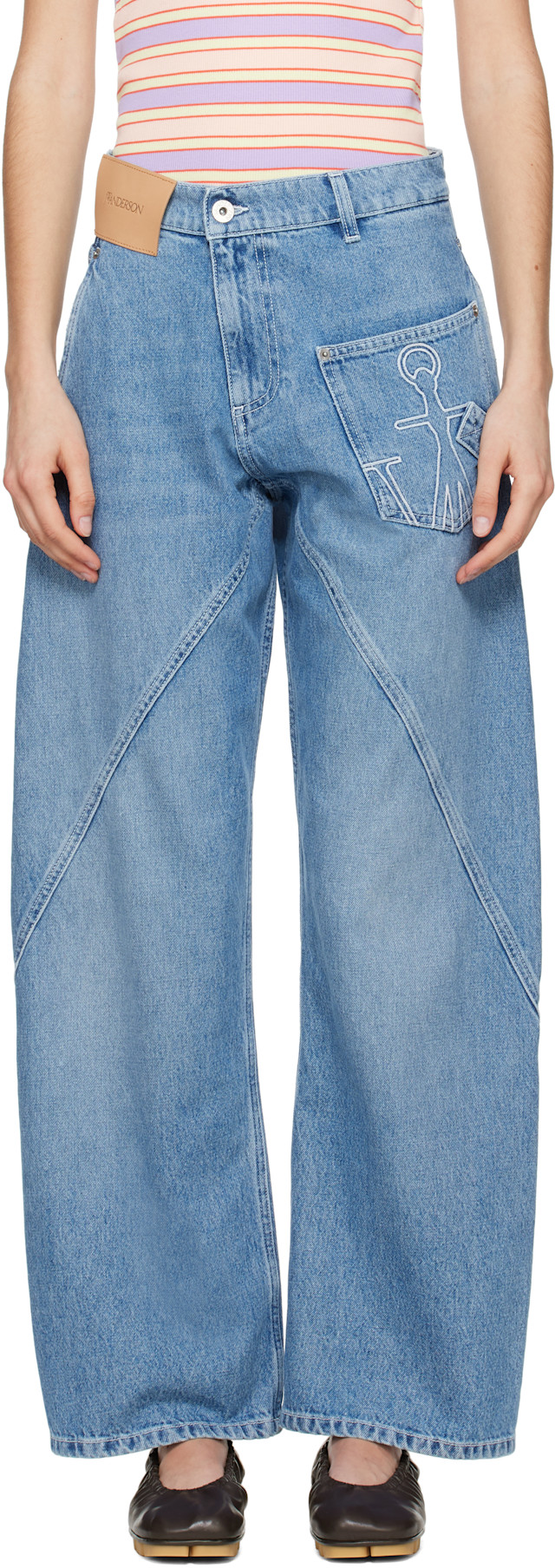 JW Anderson: Blue Twisted Workwear Jeans | SSENSE
