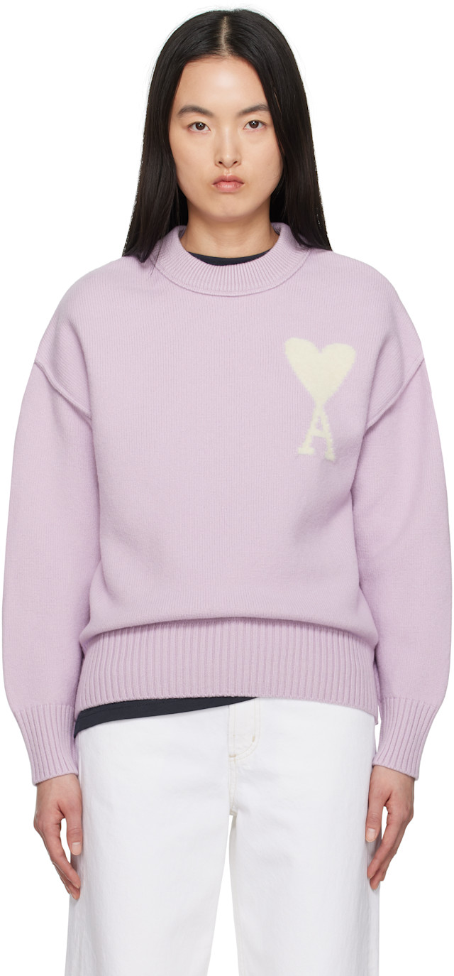 AMI Paris: Purple Wool Ami de Coeur Sweater | SSENSE Canada