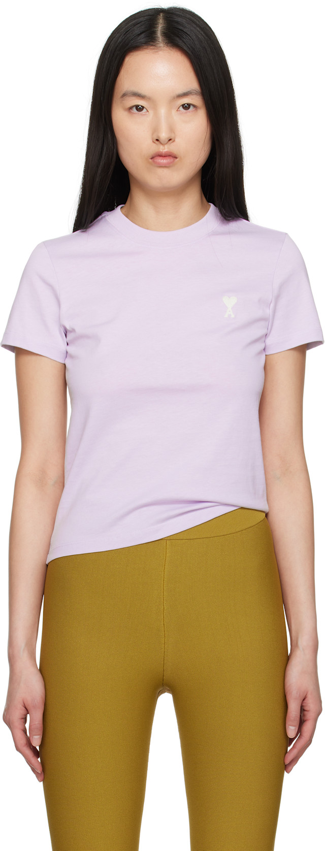 AMI Paris: Purple Cotton Cropped T-shirt | SSENSE Canada