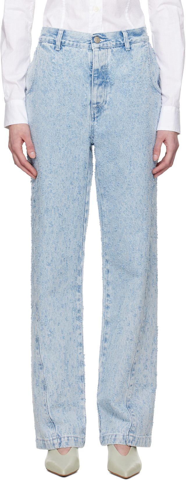 mfpen デニム　サイズM mfpen: Blue Twisted Seam Jeans | SSENSE