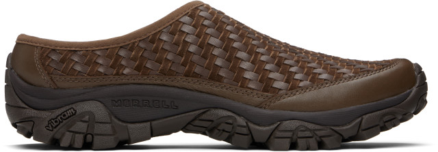 Merrell 1TRL: Brown Moab 2 Slide Leather Woven Loafers | SSENSE