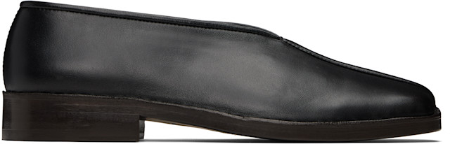 LEMAIRE “FLAT PIPED SLIPPERS ” size44 LEMAIRE: Black Flat Piped Slippers | SSENSE Netherlands