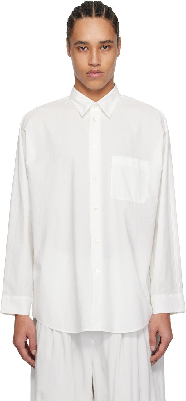 HOMME PLISSÉ ISSEY MIYAKE: White Streamline Shirt | SSENSE
