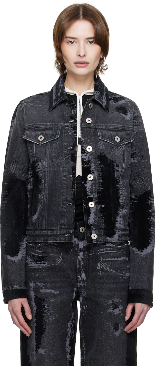 Jean Paul Gaultier: Black 'The Flocked' Denim Jacket | SSENSE