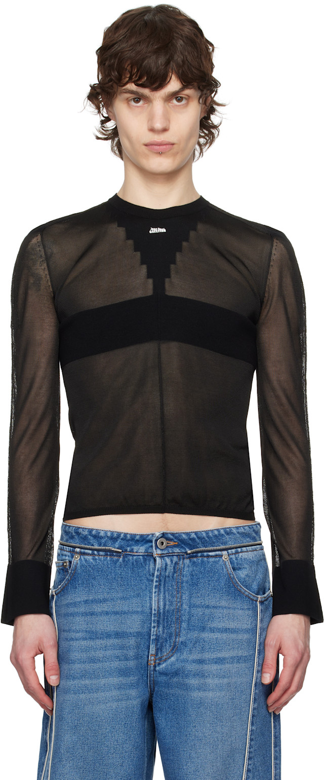 JeanPaul GAULTIER セーター Jean Paul Gaultier: Black 'The Logo Knit' Sweater | SSENSE