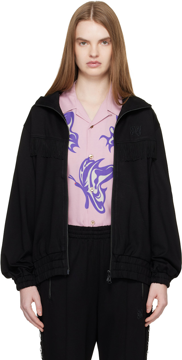 NEEDLES: Black Fringe Track Jacket | SSENSE