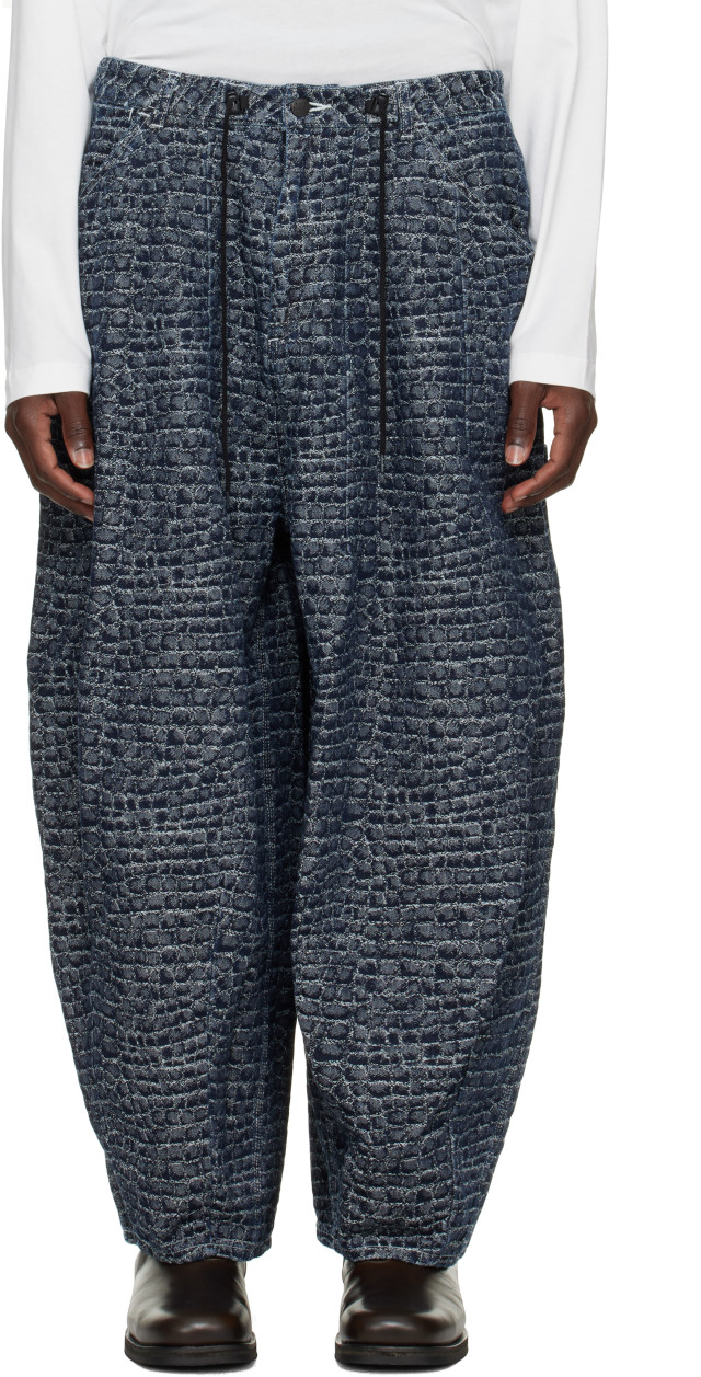 NEEDLES: ネイビー Crocodile Jacquard H.D. ペインターパンツ