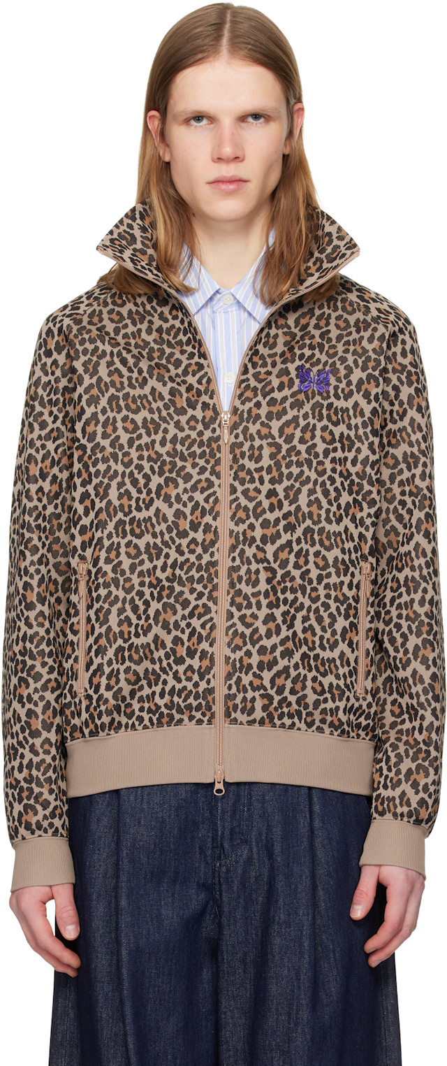 NEEDLES: Taupe & Black Leopard Track Jacket | SSENSE United Kingdom