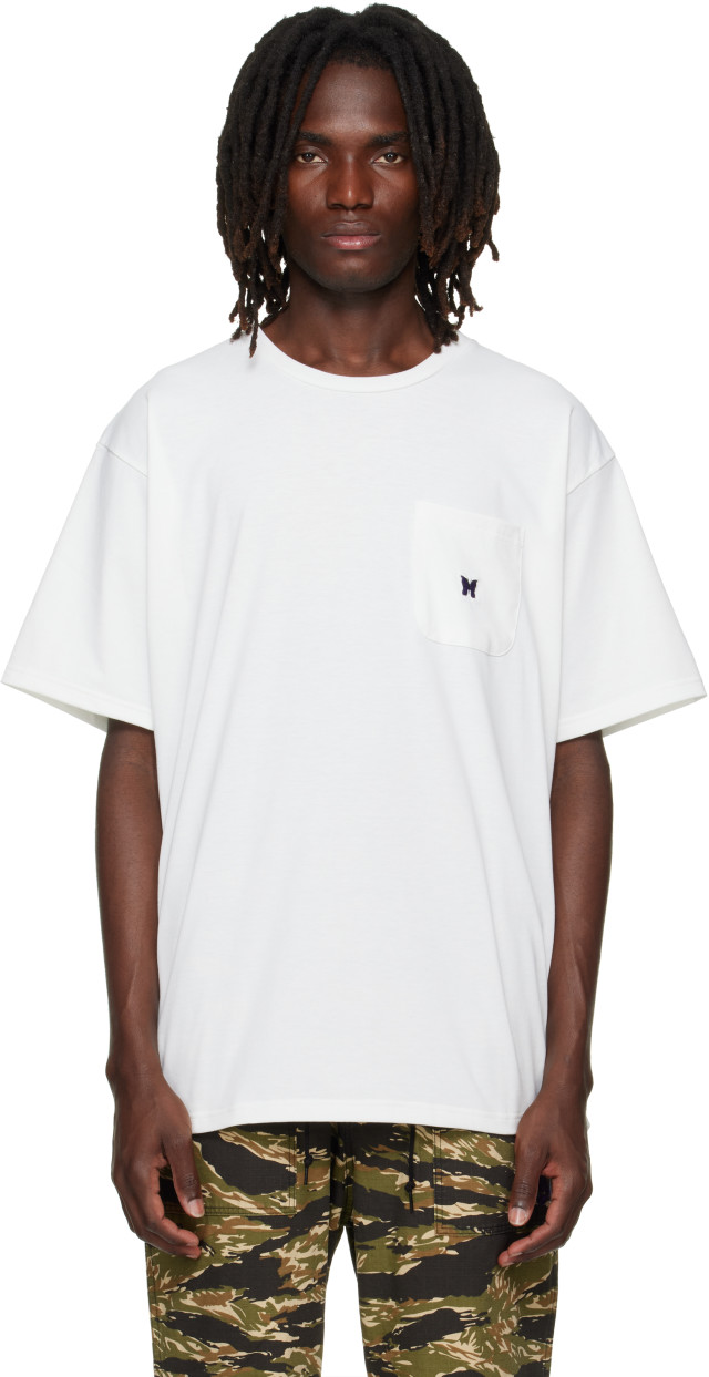 NEEDLES: White Poly Jersey S/S Crew Neck T-shirt | SSENSE