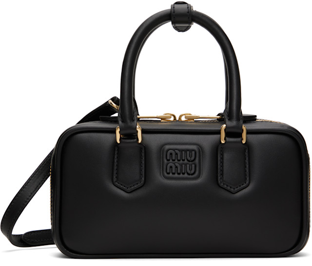 Miu Miu: Black Arcadie Leather Mini Bag | SSENSE Canada
