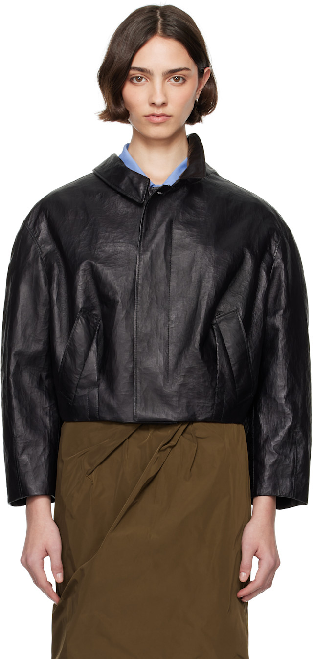 Bally: Black Coated Leather Jacket | SSENSE