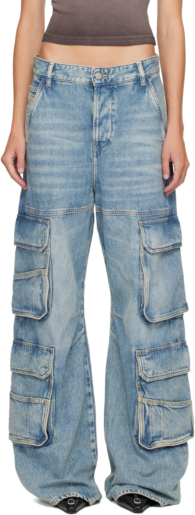 Diesel Relaxed Jeans1996D-SireOnlaカーゴパンツ Diesel: Blue Relaxed 1996 D-Sire Denim Cargo Pants | SSENSE Canada