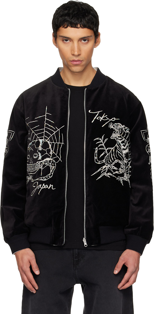 Neighborhood: Black Reversible Souvenir Jacket | SSENSE Neighborhood: Black Reversible Souvenir Jacket | SSENSE