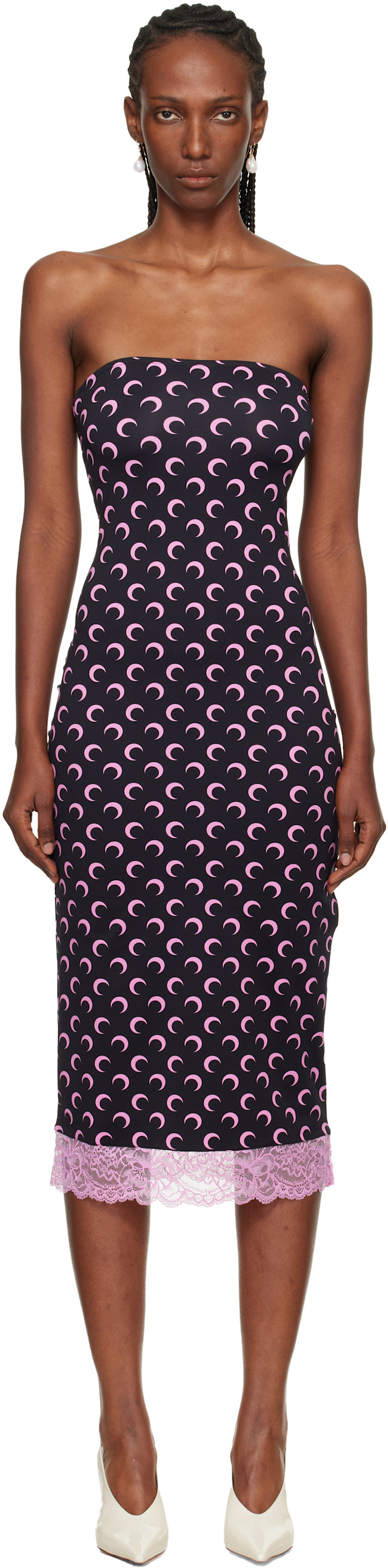 knee length dresses for ladies Metallic Floral Jacquard Bustier Midi Dress main image 0