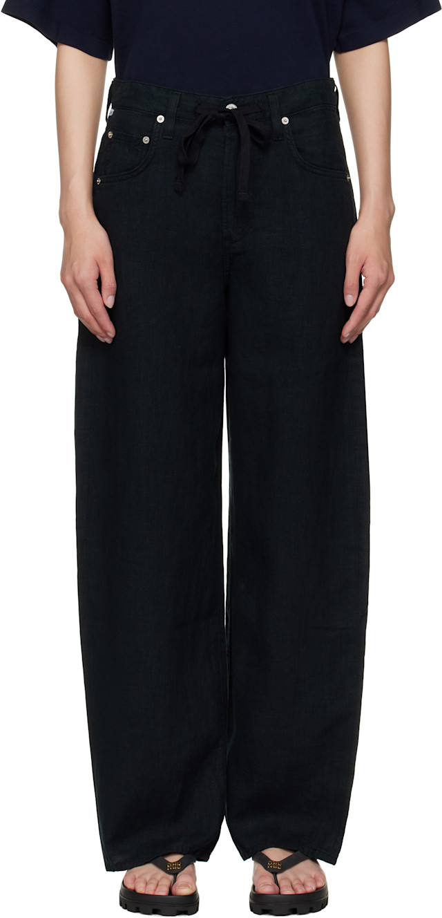 Citizens of Humanity: Black Brynn Linen Trousers | SSENSE