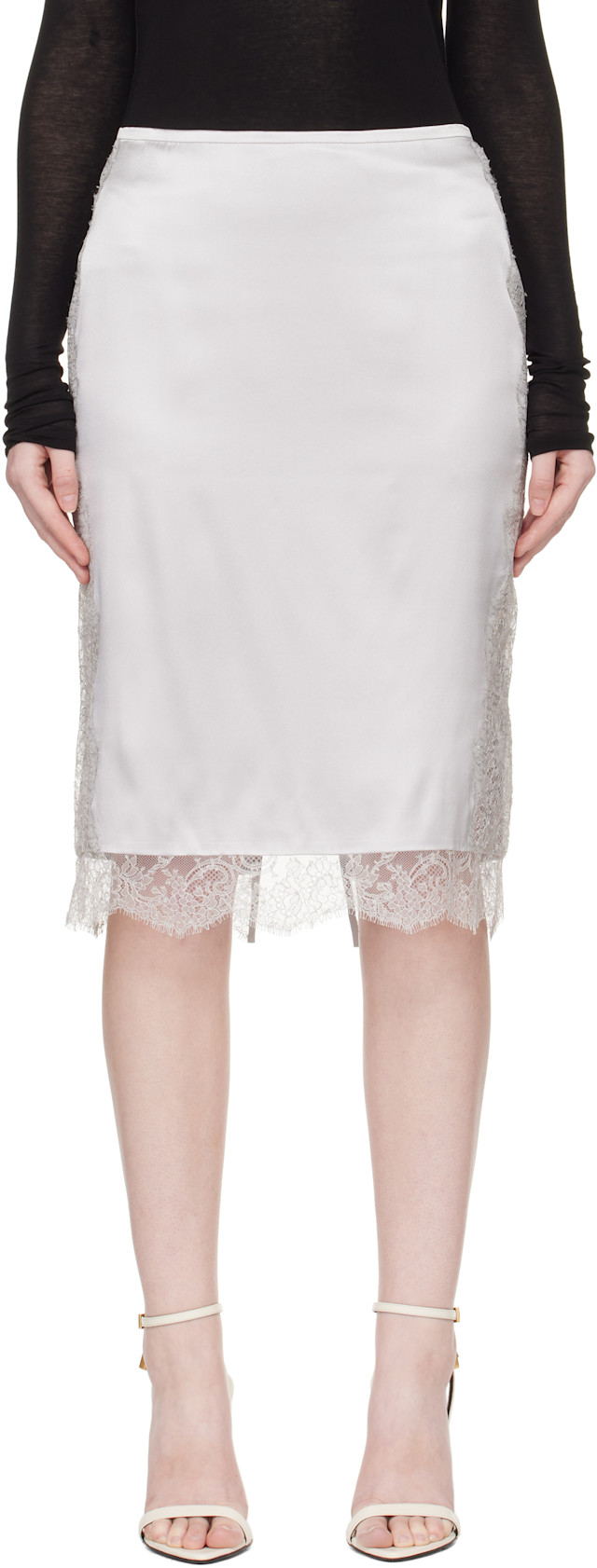TOM FORD: Silver Knee-Length Midi Skirt | SSENSE