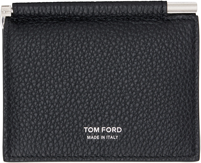 TOM FORD: ブラック ソフトグレインレザー マネークリップ 二つ折り