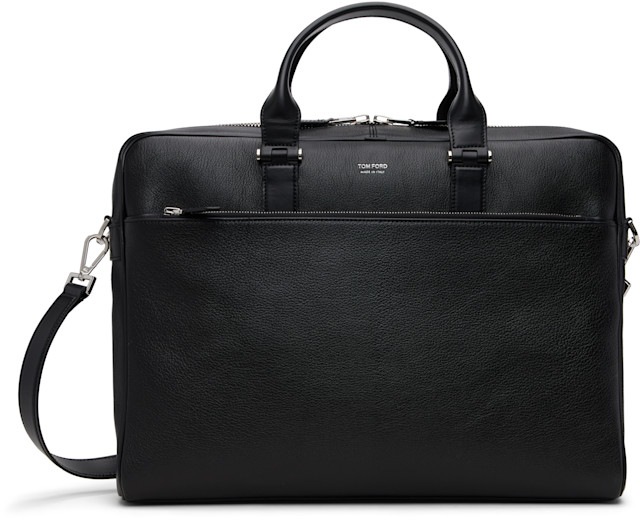 TOM FORD: ブラック スリム グレインレザー ブリーフケース | SSENSE 日本