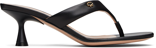 Gianvito Rossi: Black Ascent Thong 55 Heeled Sandals | SSENSE