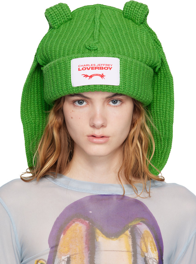 Charles Jeffrey LOVERBOY: Green Chunky Rabbit Beanie | SSENSE