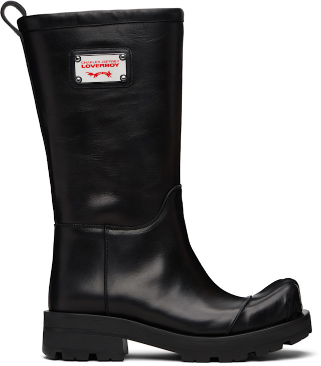Charles Jeffrey LOVERBOY: Black Sheathed Moggies Boots | SSENSE