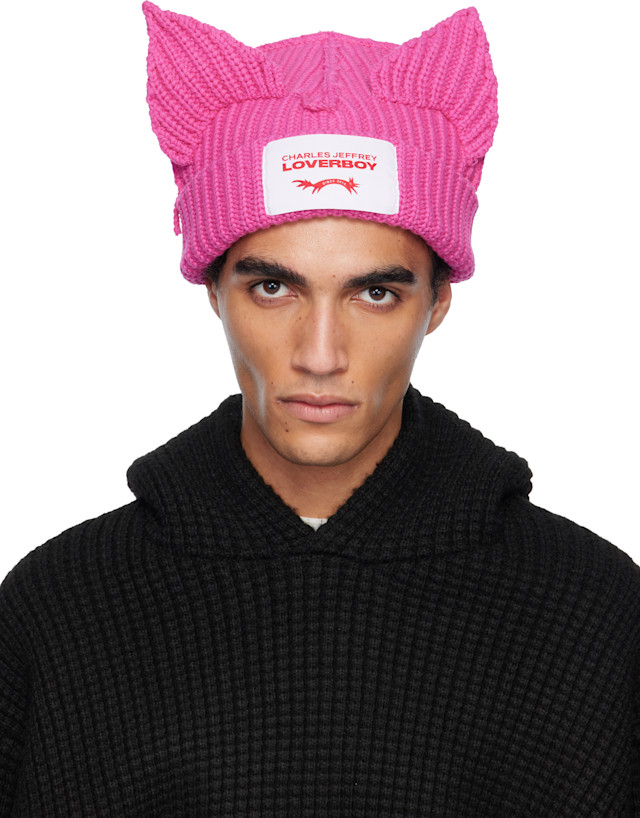 Charles Jeffrey LOVERBOY ニット帽 PINK【男女兼用】 Charles Jeffrey LOVERBOY: ピンク Chunky Ears ビーニー | SSENSE 日本