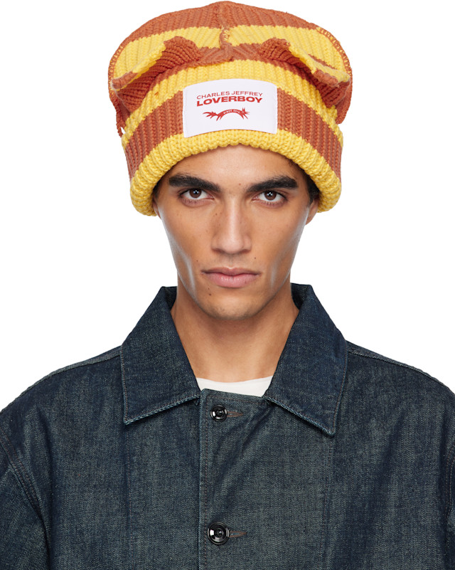 CHARLES JEFFREY LOVERBOY ニット帽 オレンジ Charles Jeffrey LOVERBOY Orange Chunky Ears Beanie Charles Jeffrey