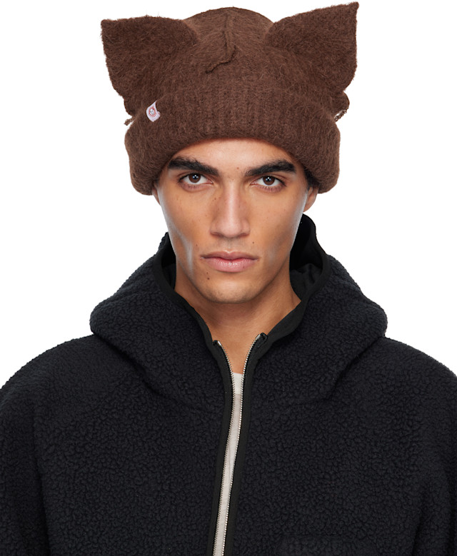 Charles Jeffrey LOVERBOY: Brown Alpaca Chunky Ears Beanie | SSENSE