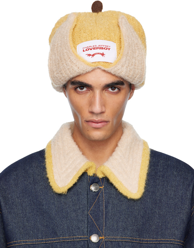 Charles Jeffrey LOVERBOY: イエロー Chunky Banana モヘア ビーニー