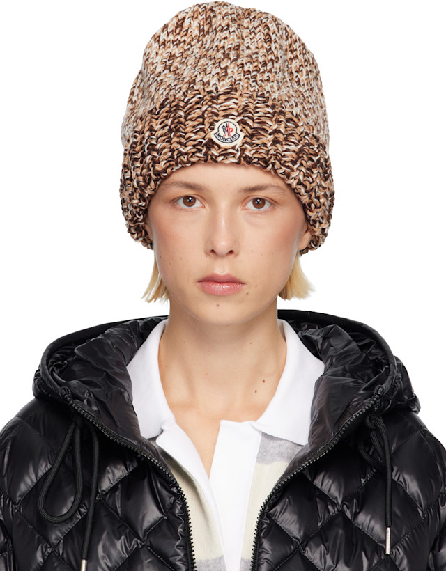 Moncler: Brown Mouliné Wool Blend Beanie | SSENSE