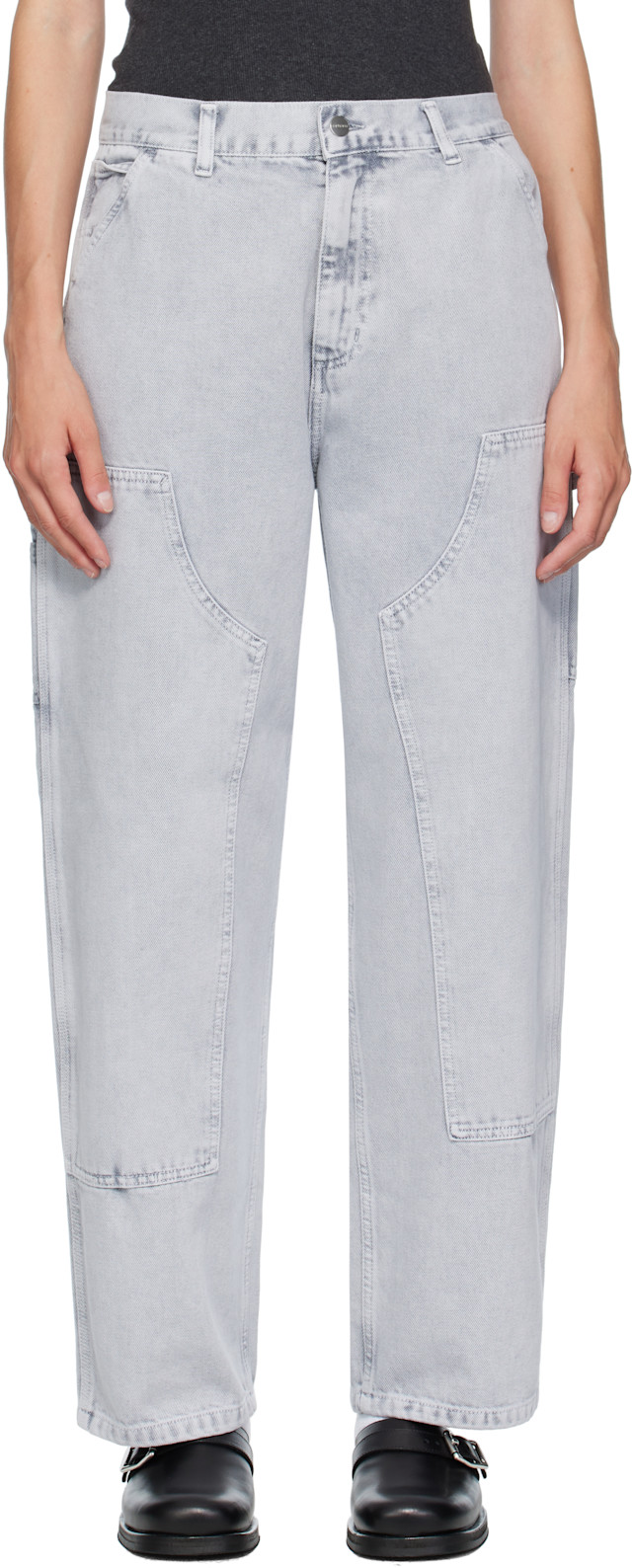Carhartt Work In Progress: Gray Brandon Double Knee Jeans | SSENSE