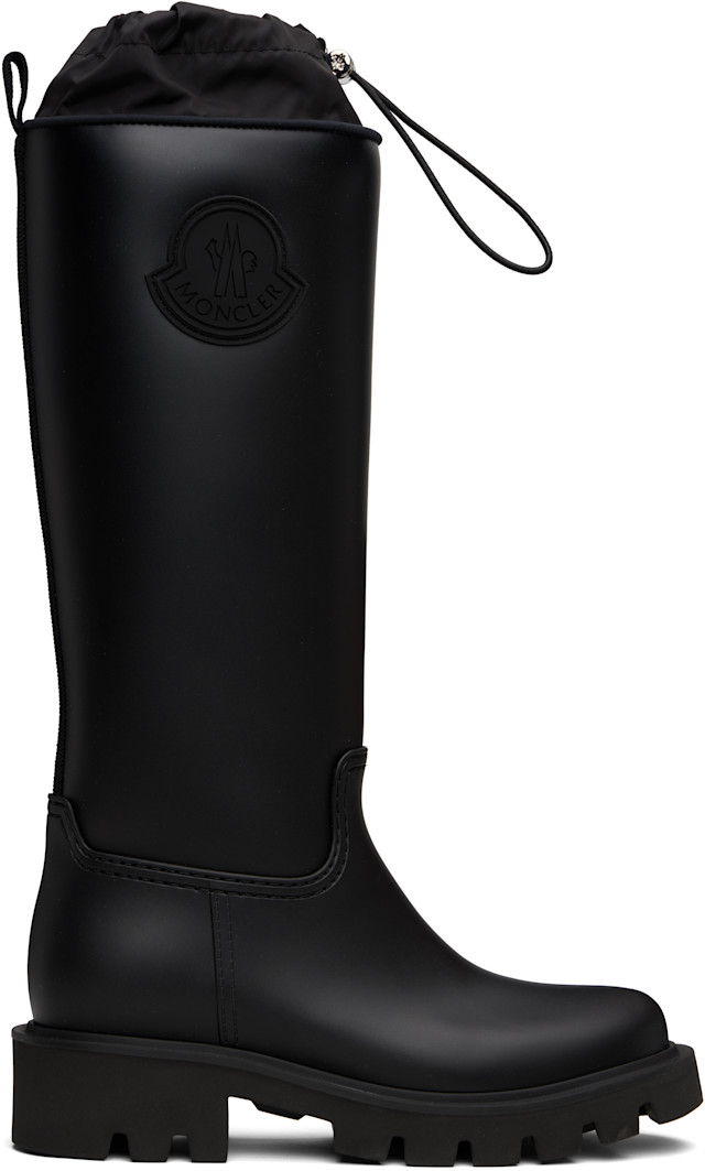 Moncler: Black Kickstream High Rain Tall Boots | SSENSE
