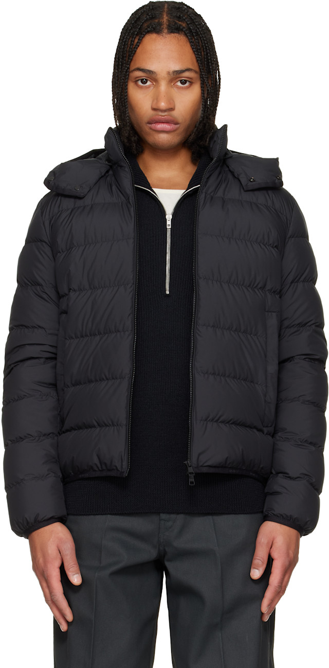 Moncler: ブラック Montbrocq フード ショート ダウンジャケット