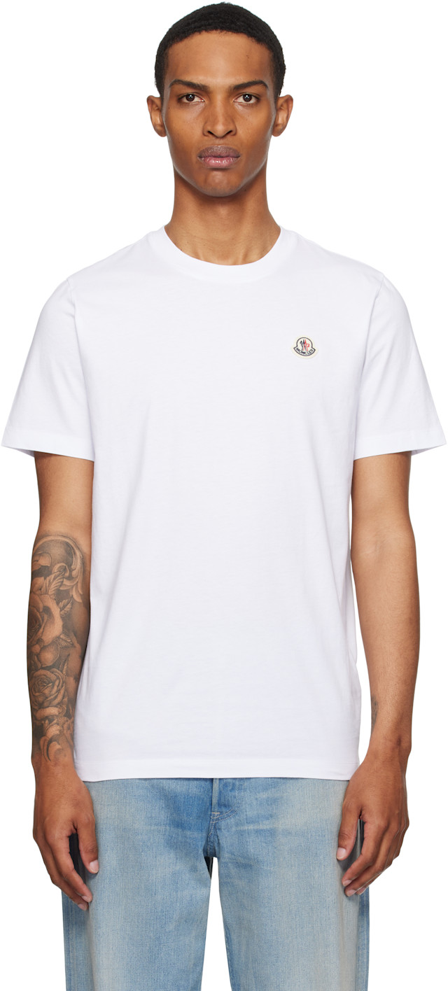 Moncler: ホワイト ロゴパッチ コットン Tシャツ 3枚セット | SSENSE 日本