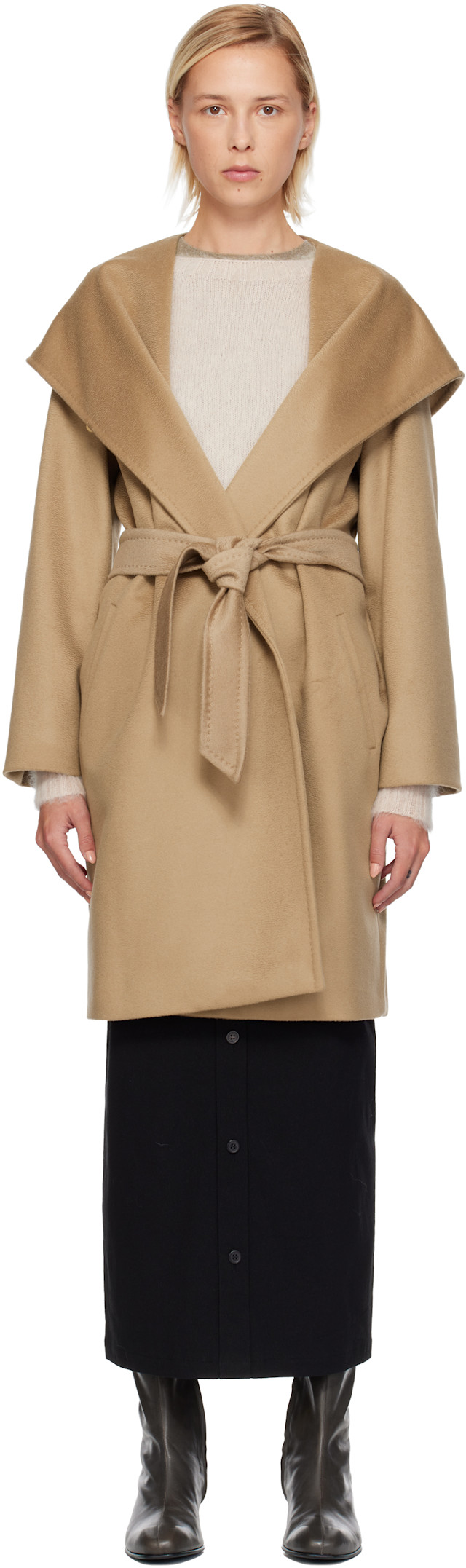 Max Mara: Tan Newmang Coat | SSENSE Canada