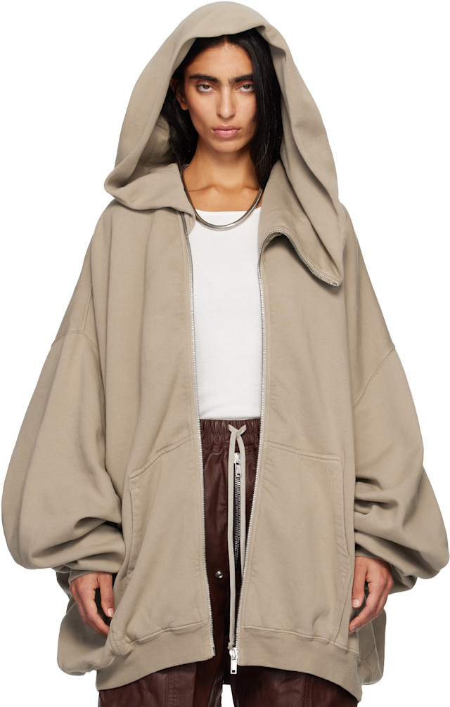 rick owens darkshdw マウンテンパーカー Rick Owens DRKSHDW: Taupe Concordians Megamountain Hoodie | SSENSE