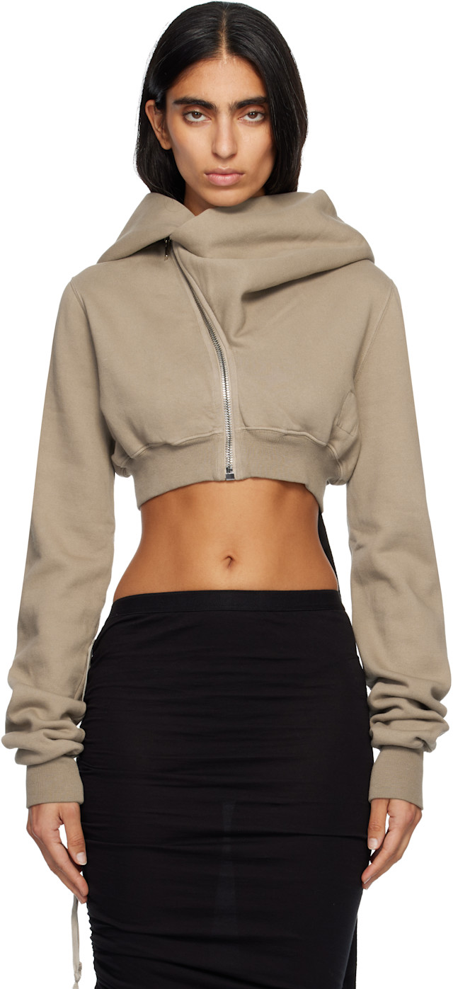 Rick Owens DRKSHDW: Taupe Concordians Micro Mountain Hoodie | SSENSE