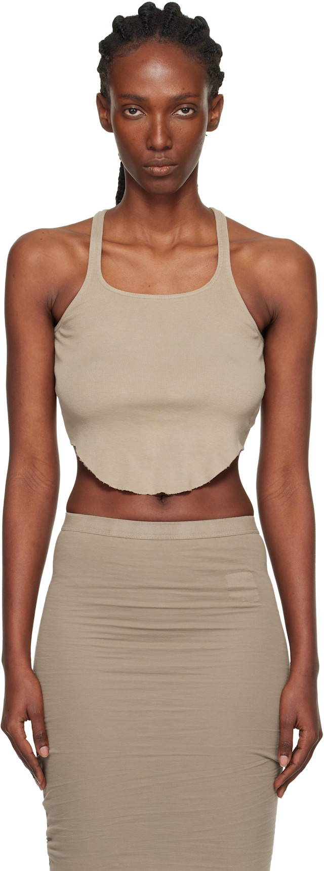 Rick Owens DRKSHDW: Taupe Concordians Basic Rib Tank Top | SSENSE