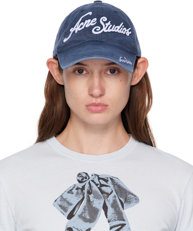 Acne Studios: ブルー ロゴ キャップ | SSENSE 日本
