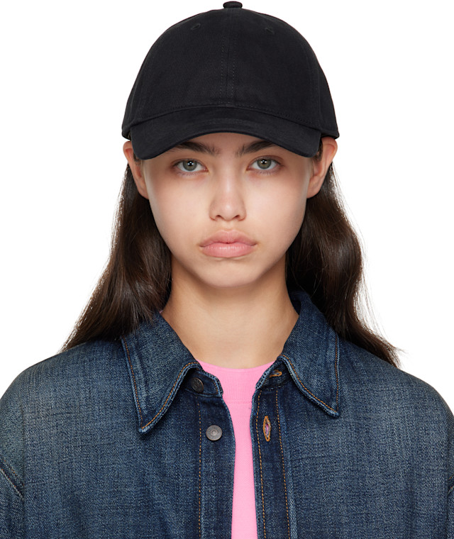 Acne Studios: ブラック ツイル ロゴ キャップ | SSENSE 日本