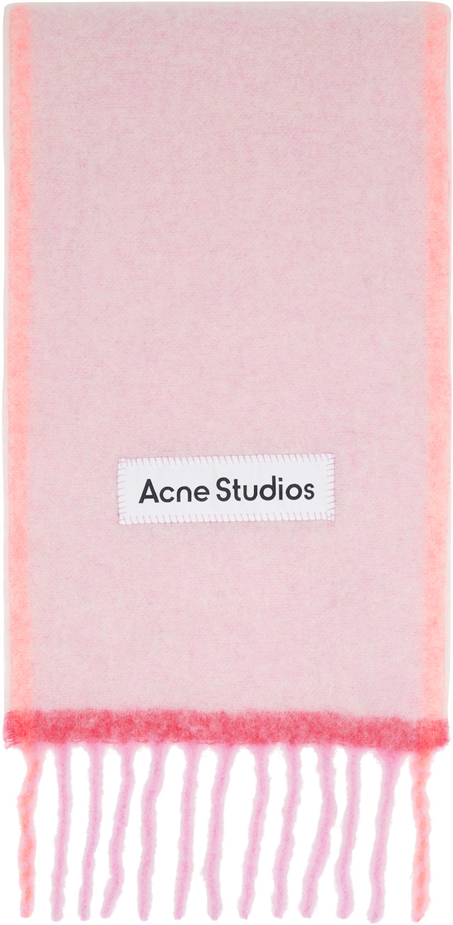 Acne Studios: ピンク ナロー ウール モヘア マフラー | SSENSE 日本
