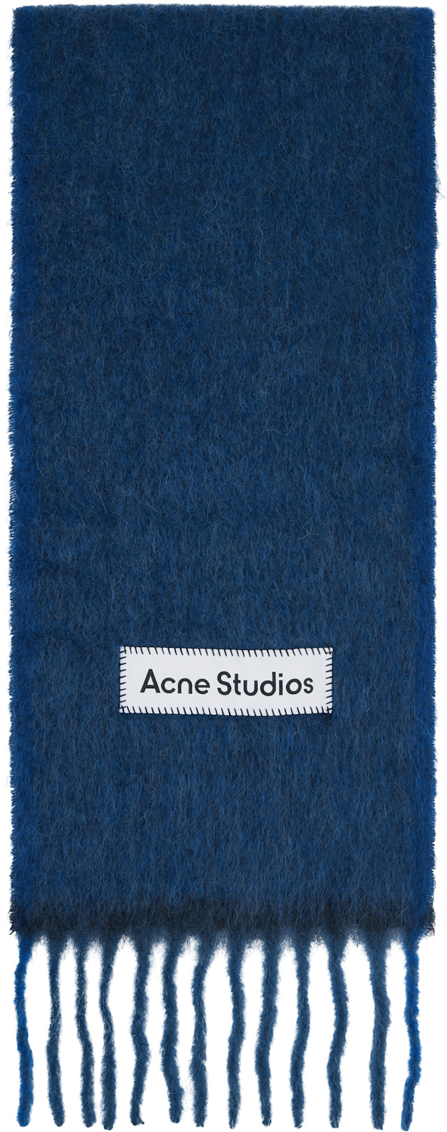 Acne Studios: ネイビー ウール モヘア ナロー マフラー | SSENSE 日本