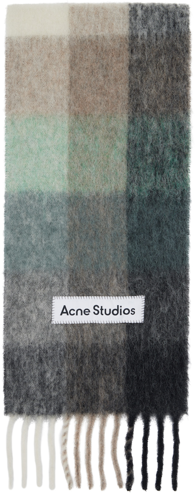 Acne Studios: マルチカラー モヘア チェック マフラー | SSENSE 日本
